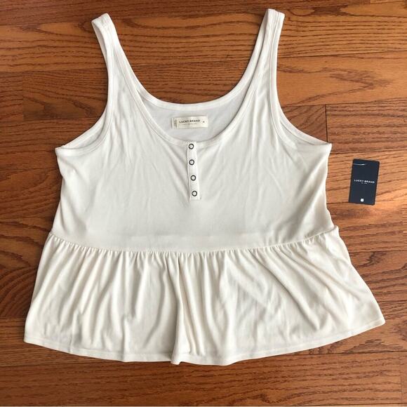LUCKY BRAND Sandwash Rib Henley White Casual Tank Top Women’s Size M NWT - Picture 7 of 7